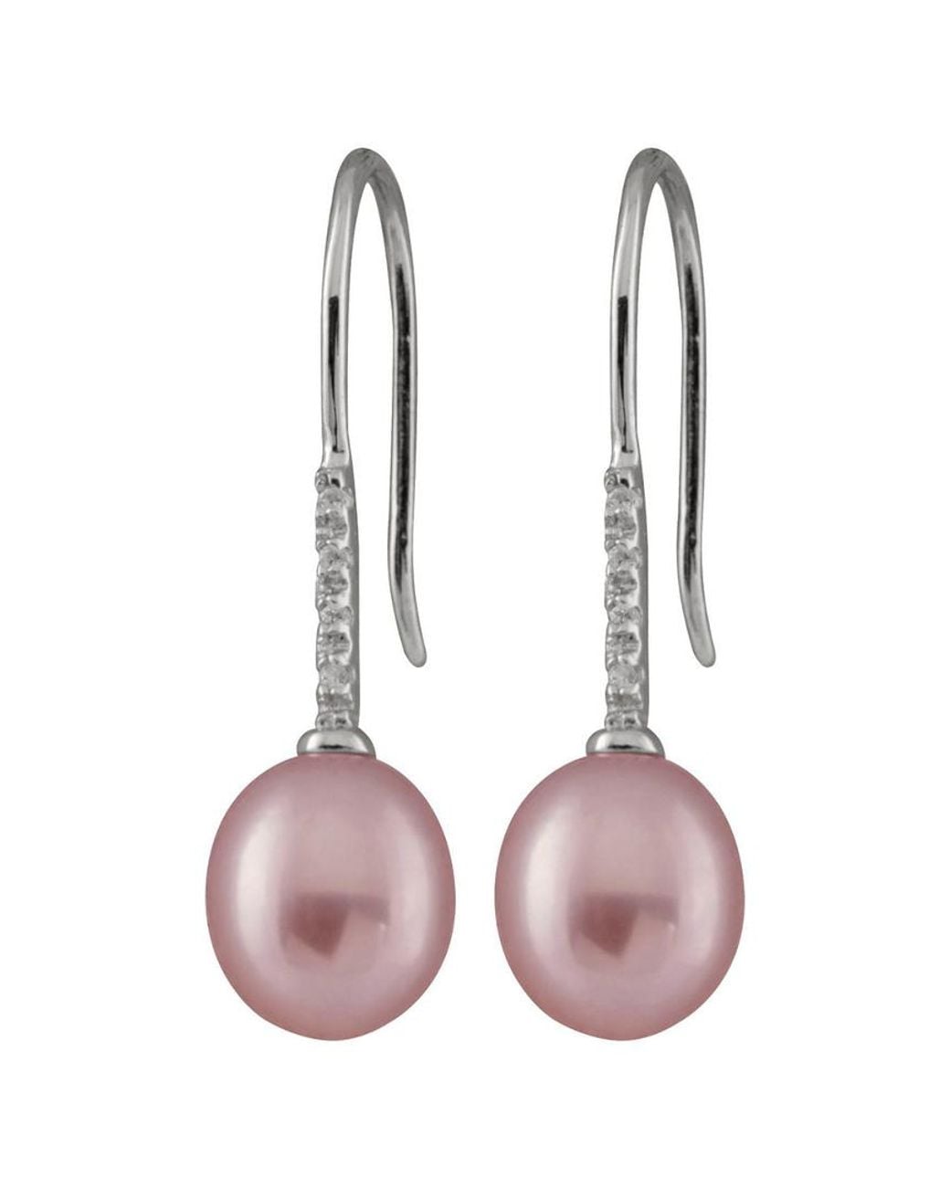 Splendid Multicolor Rhodium Over Silver 7-7.5mm Pearl Earrings
