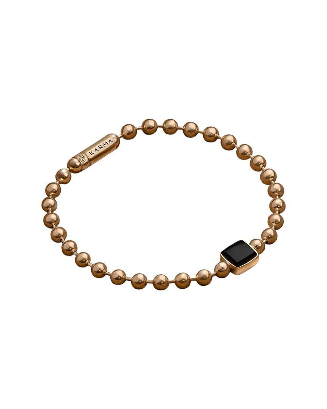 Karma and Luck Metallic 18K Plated Onyx Magnetic Bracelet