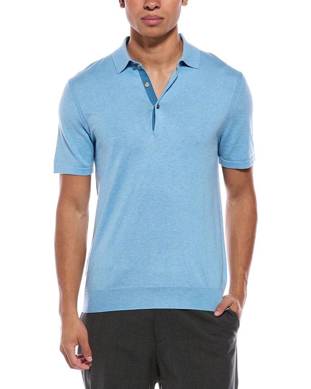 N.Peal Cashmere Blue Polzeath Cashmere-Blend Polo Shirt for men