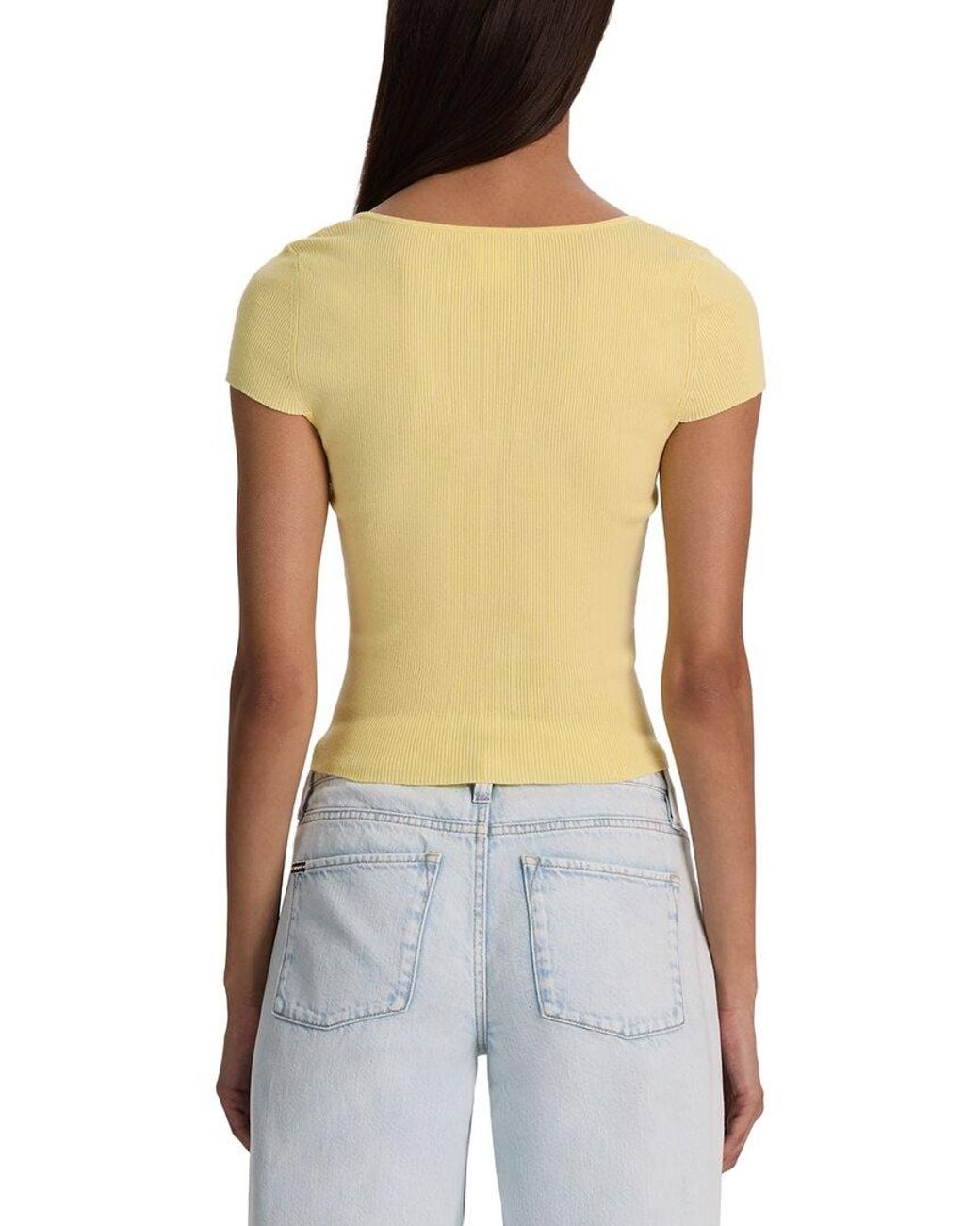 Alice + Olivia Blue Anais Ribbed Baby T-Shirt