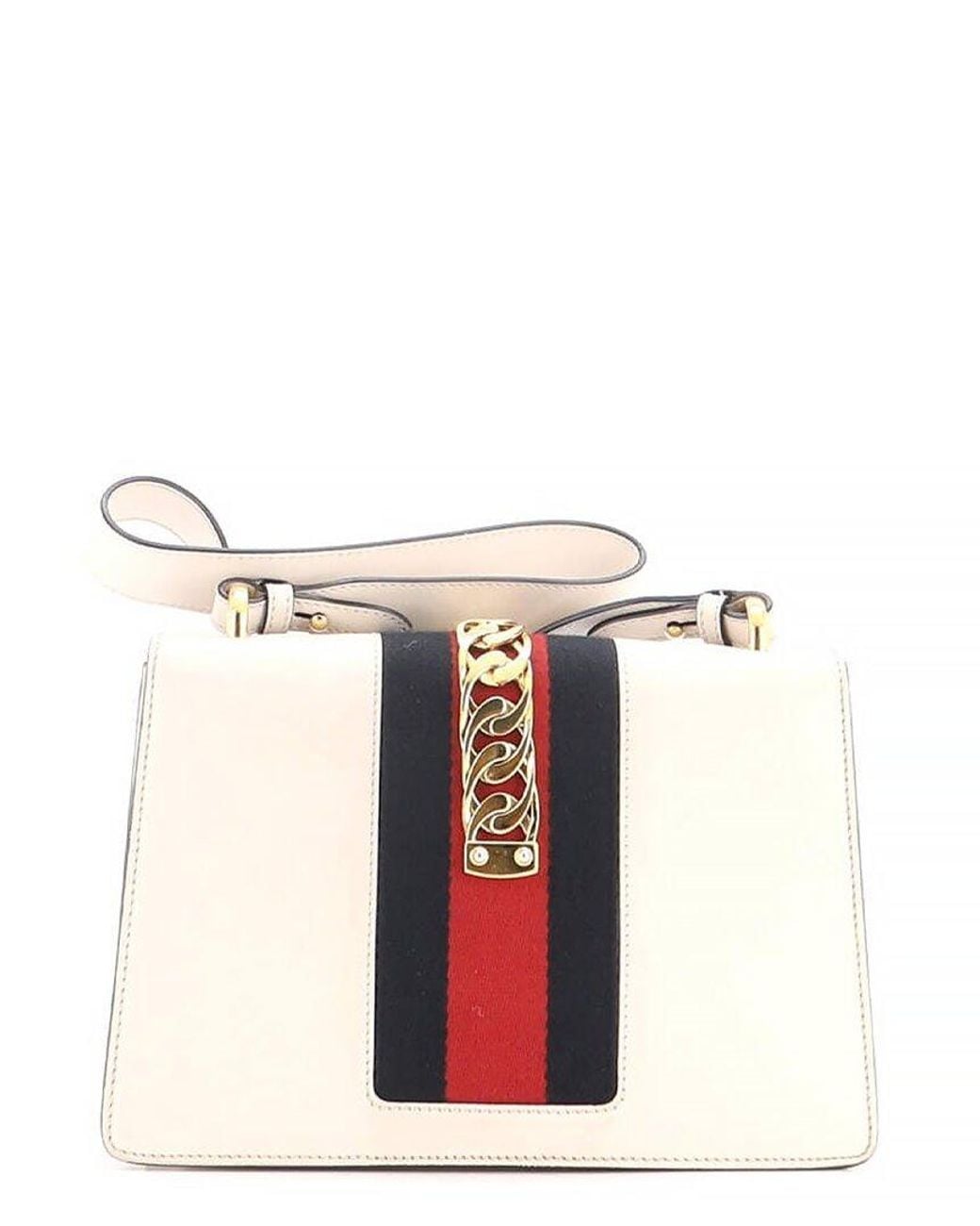 Gucci Natural Sheep Leather Sylvie Shoulder Bag Small (Authentic Pre-Loved)