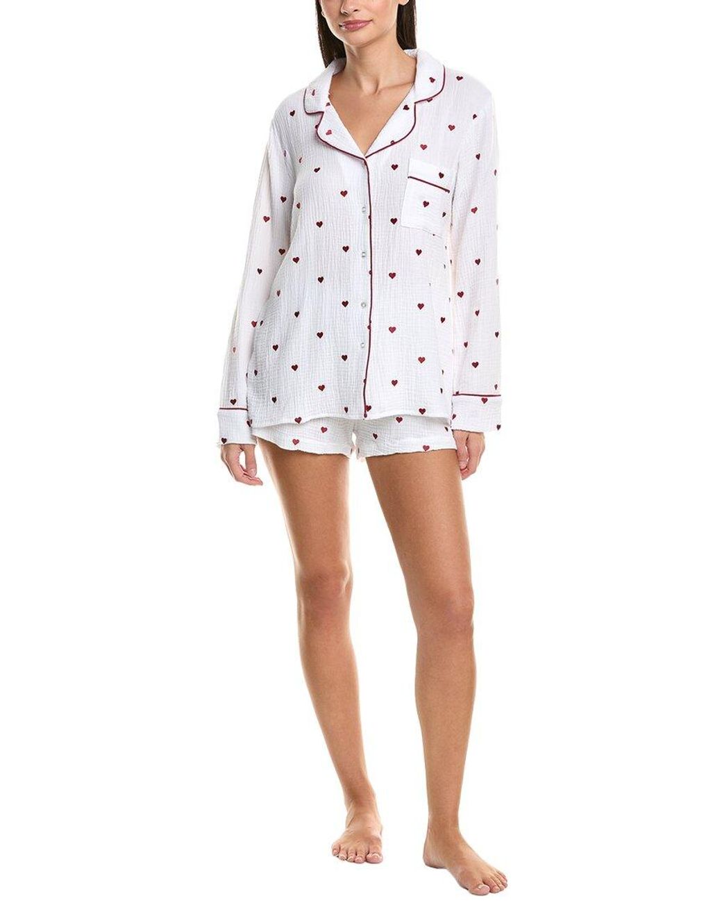 Splendid White 2Pc Lottie Gauze Pajama Short Set
