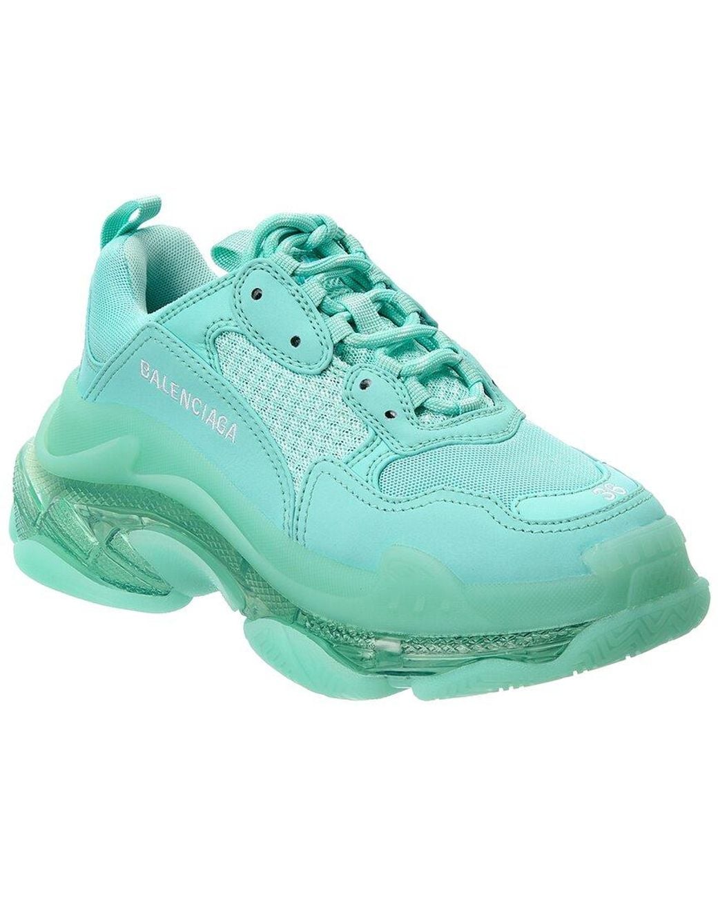 Balenciaga Green Triple S Clear Sole Sneaker