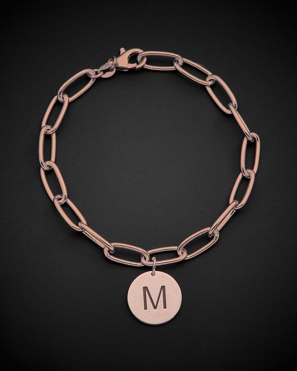 Italian Gold Over Silver Black 18k Initial Bracelet