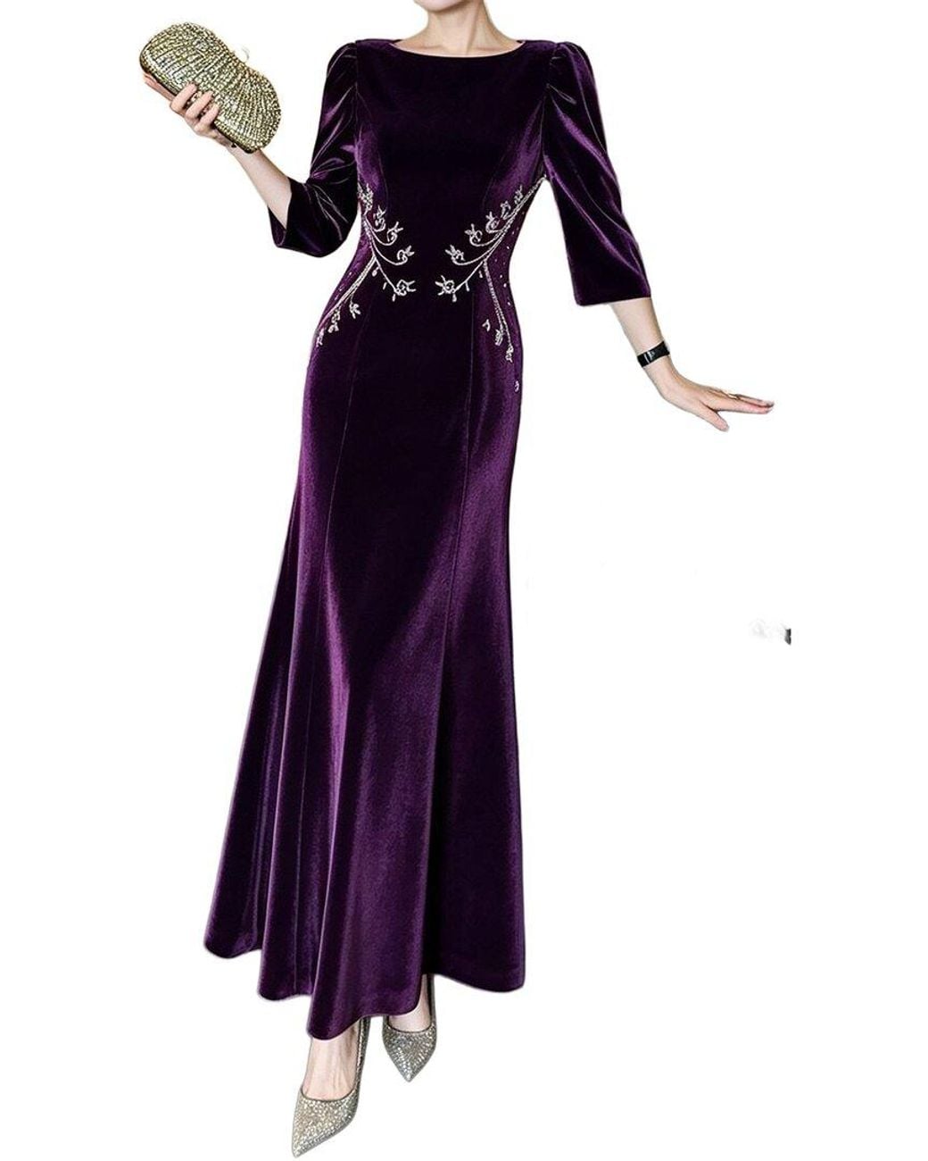 BRC By BURRYCO Purple Embellished Maxi Dress