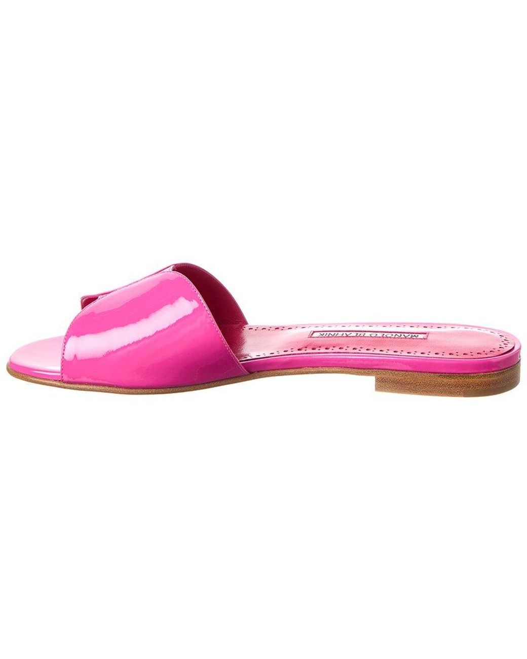 Manolo Blahnik Pink Houramu Patent Sandal