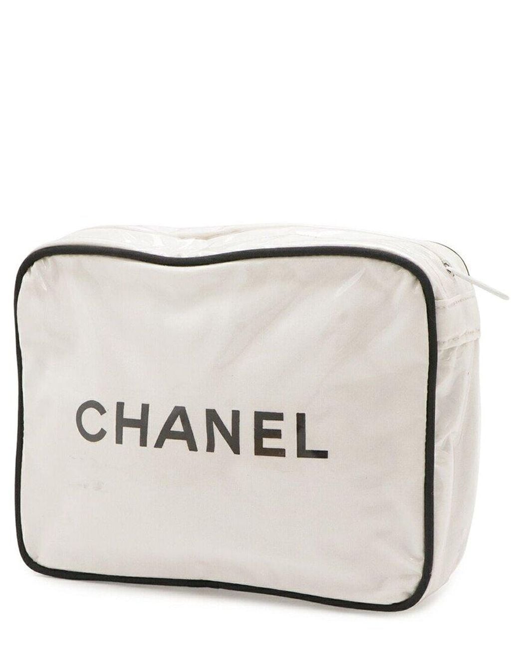 Chanel Gray Plastic Logo Travel Pouch Cosmetic Bag (Authentic Pre-Loved)