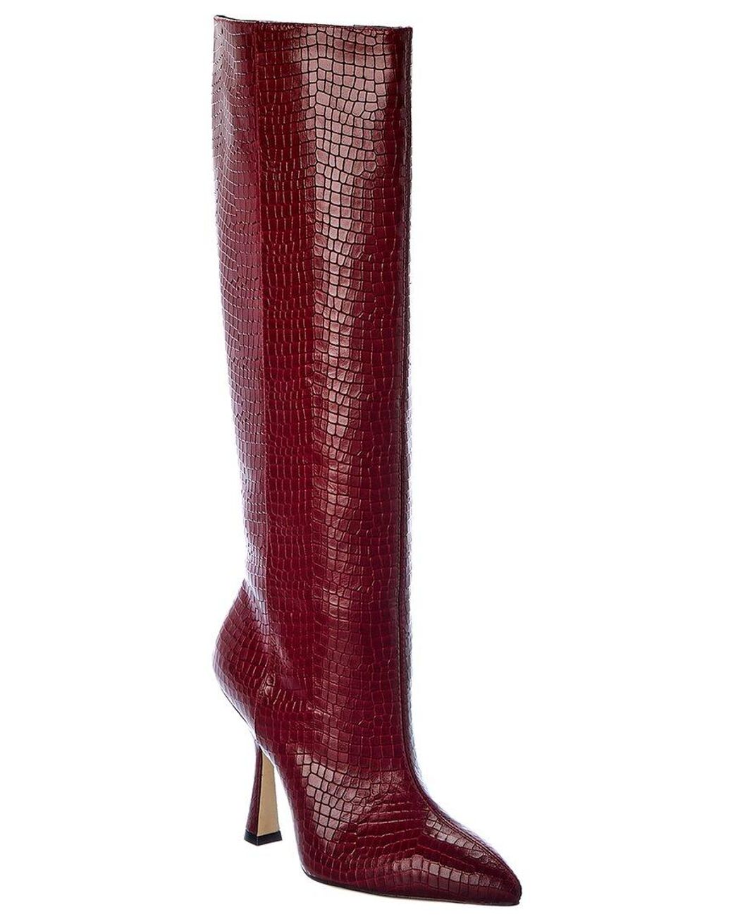 Stuart Weitzman Parton Crocembossed Leather Kneehigh Boot in Red Lyst
