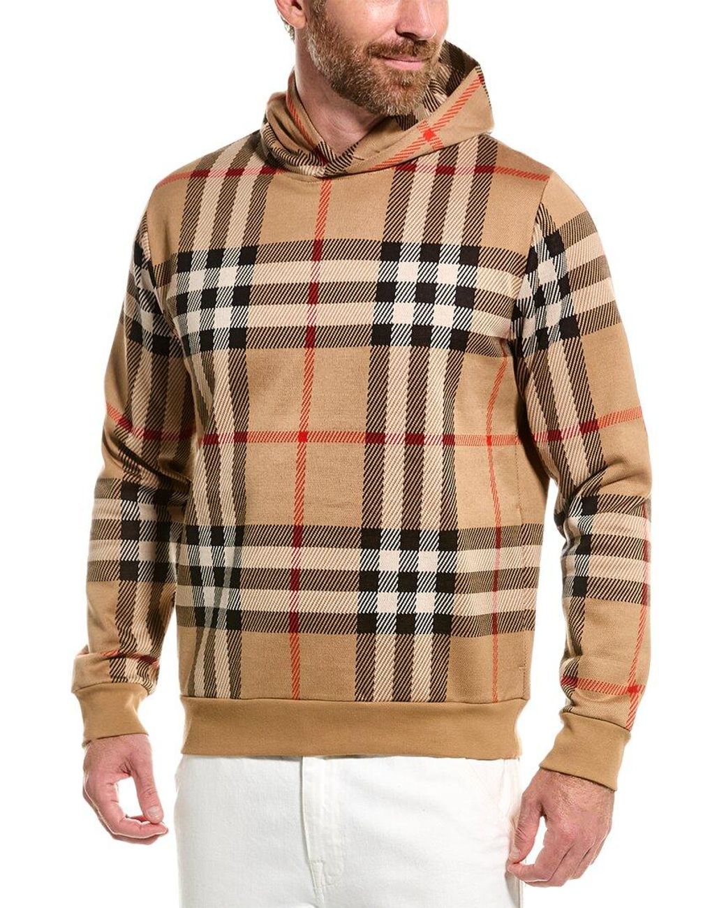 Burberry Check Jacquard Hoodie in Brown for Men | Lyst