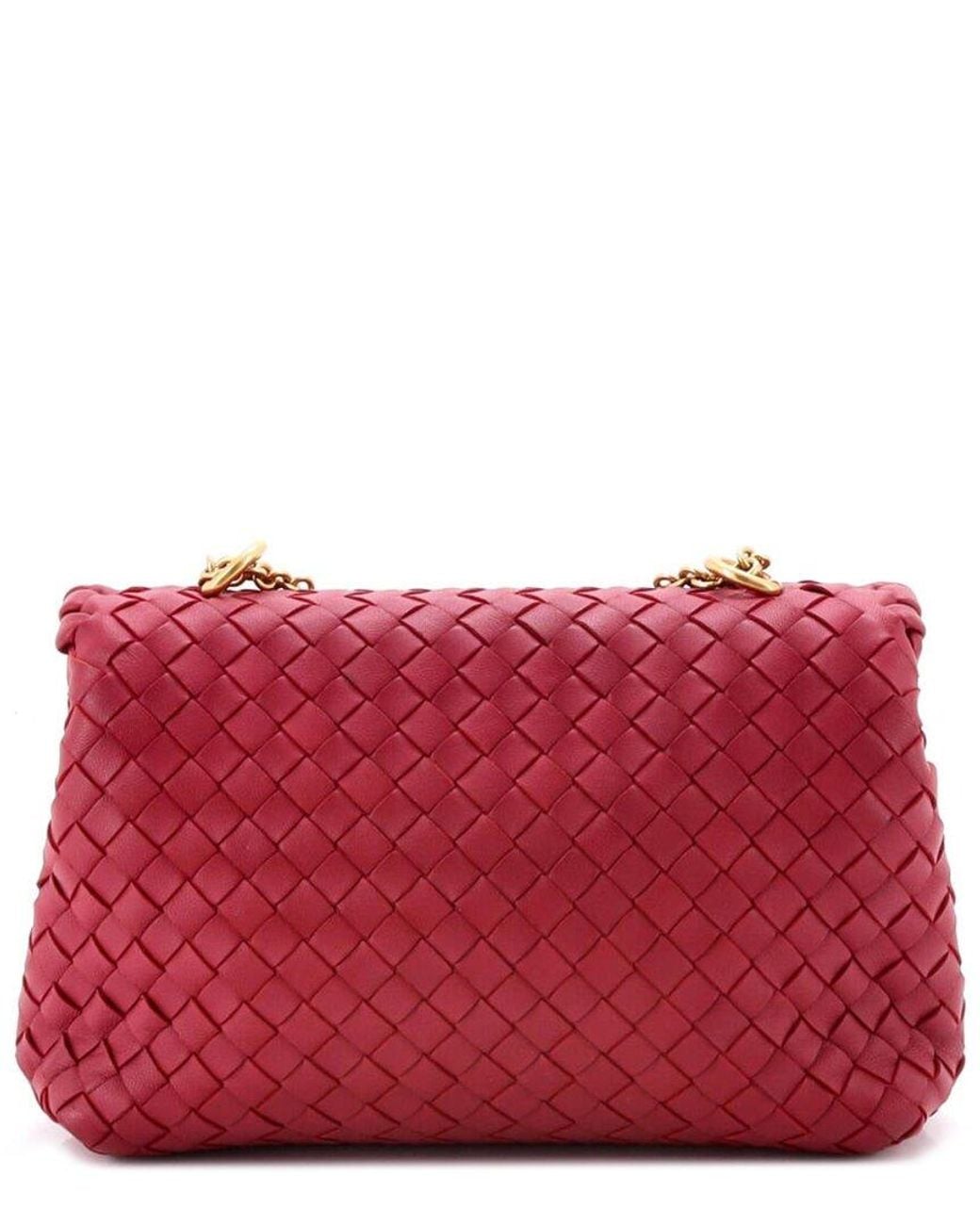 Bottega Veneta Red Intrecciato Nappa Olimpia Crossbody Small (Authentic Pre- Loved)