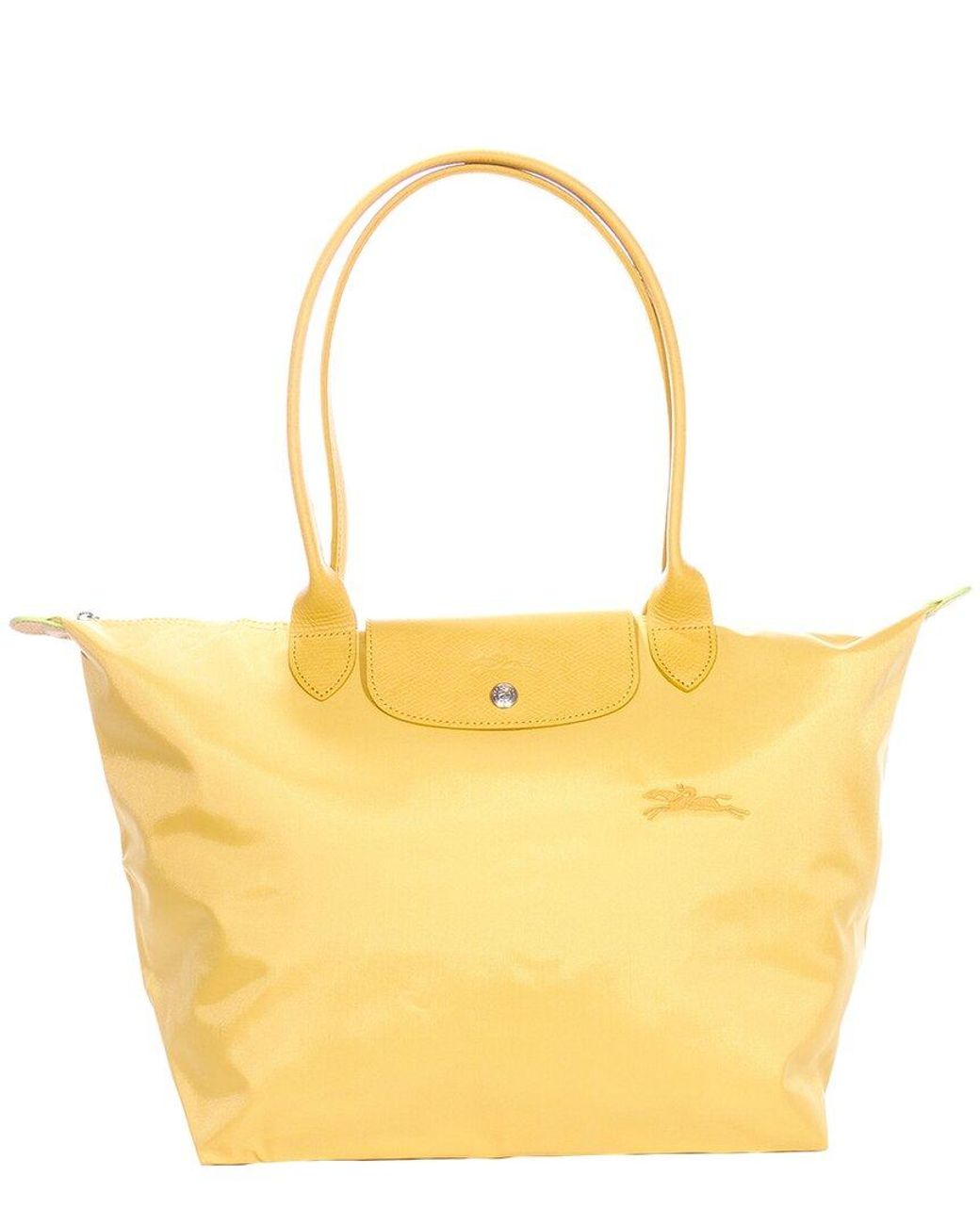 Longchamp Le Pliage Green Large Nylon Shoulder Tote in Yellow Lyst