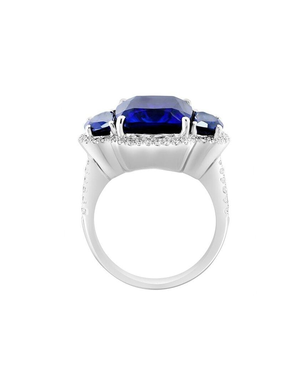 Effy Fine Jewelry Blue 14K 10.79 Ct. Tw. Lab-Grown Diamond & Lab-Grown Sapphire Ring