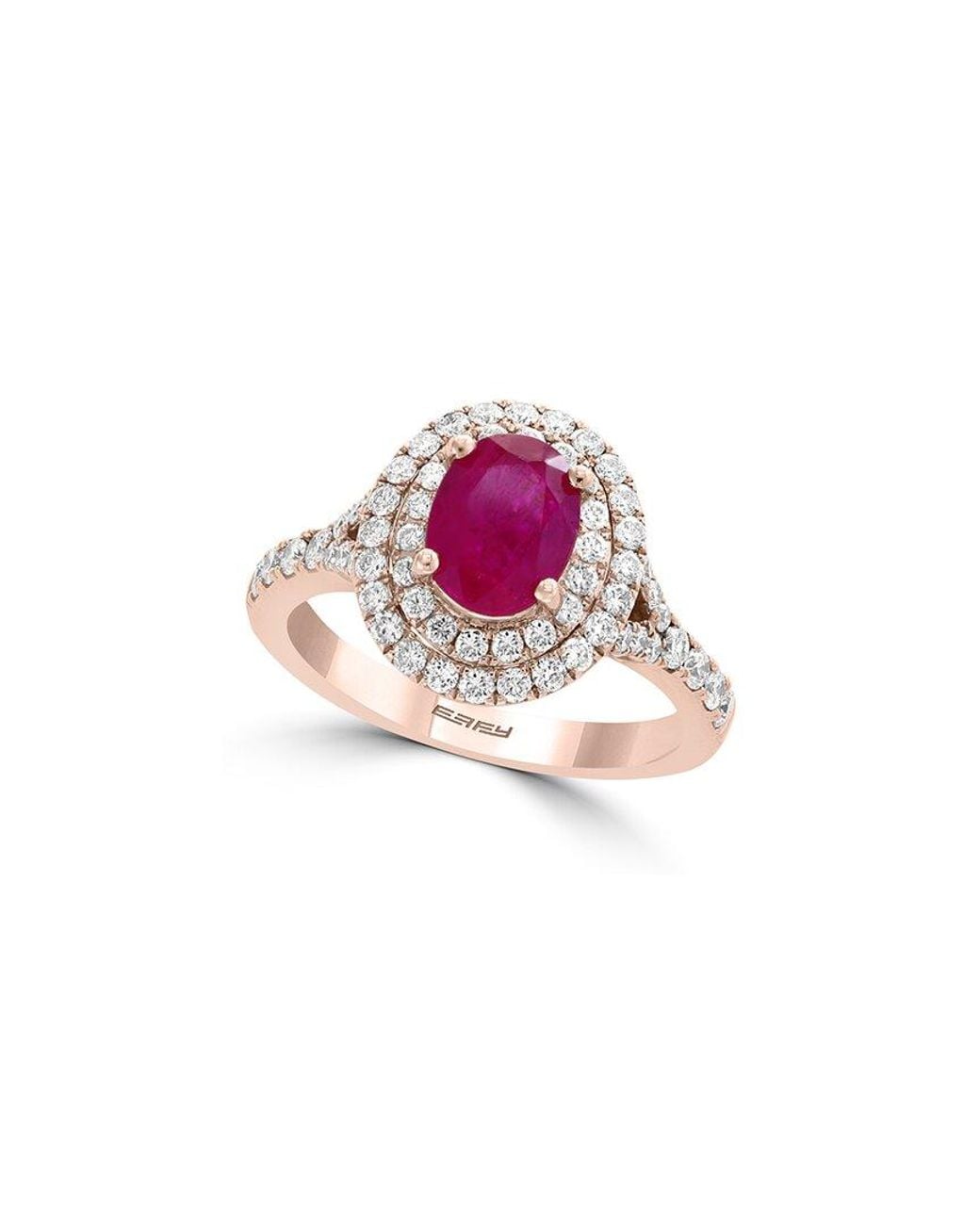 Effy Fine Jewelry Pink 14K Rose 2.19 Ct. Tw. Diamond & Ruby Ring