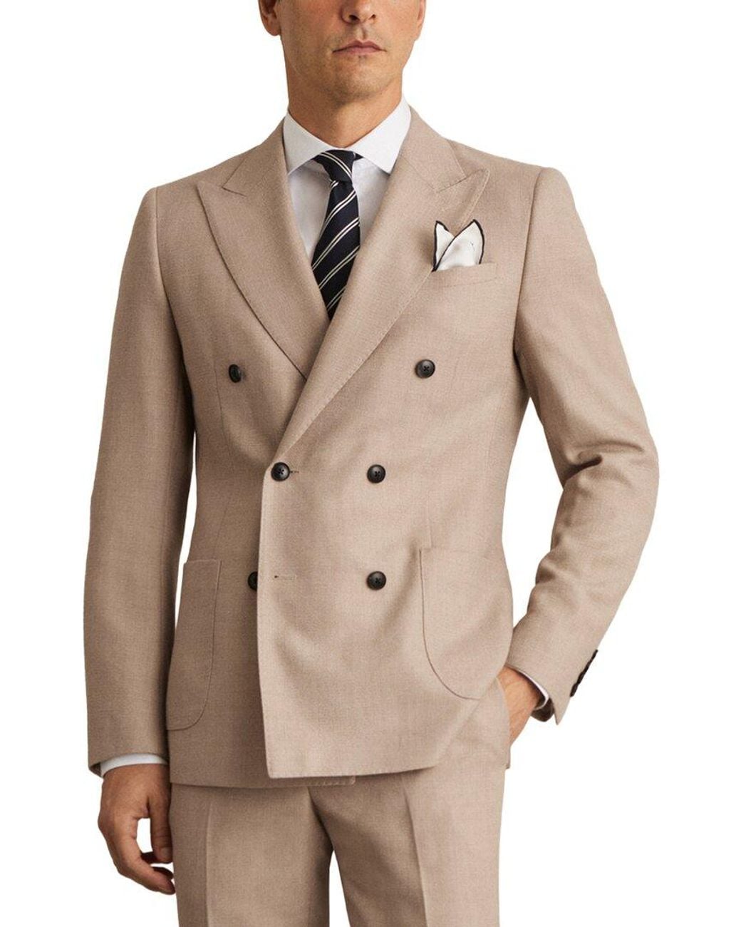 Reiss Natural Venus Peak Textured Bl Wool-Blend Formal Jacket for men