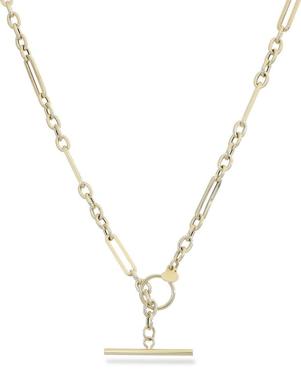 Italian Gold Metallic 14K 5+1 T-Bar Necklace