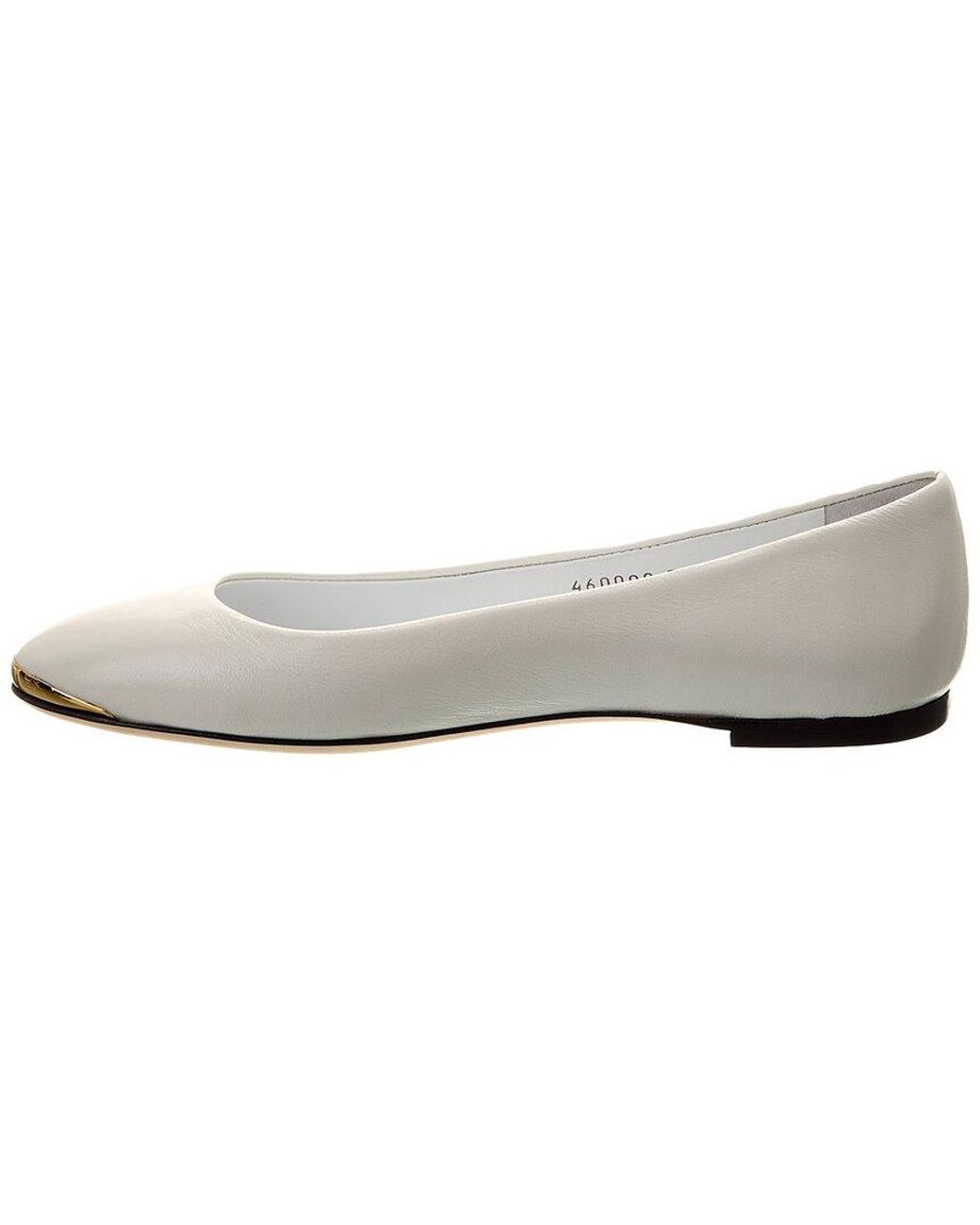 Giuseppe Zanotti White Amur 2.0 Leather Flat