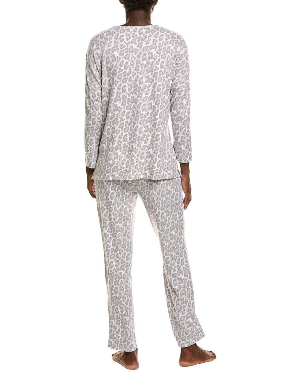 Natori Gray 2Pc Wild Instinct Printed Brushed Pajama Set