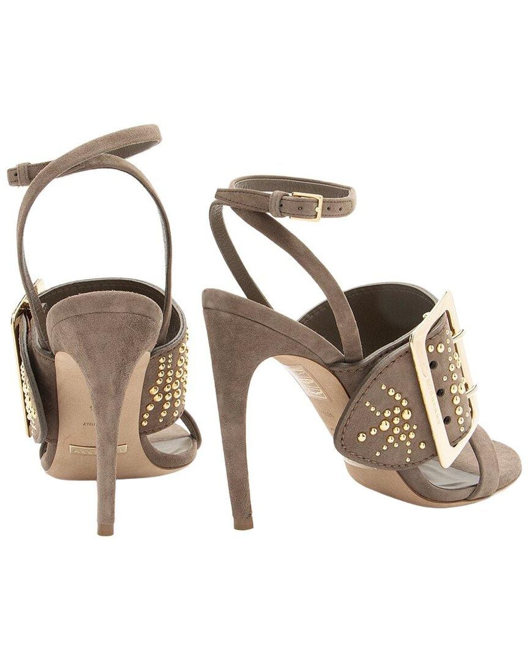 Burberry Metallic Suede Studded Suede Buckle Sandal (Authentic Pre-Loved)