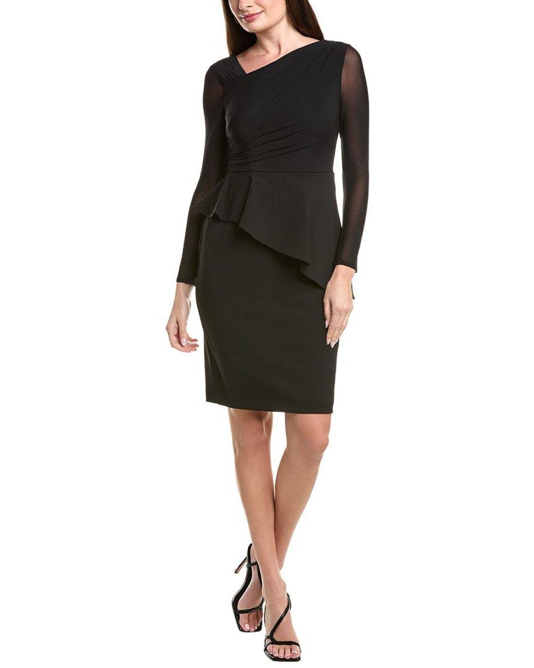 Adrianna Papell Black Asymmetrical Crepe Dress