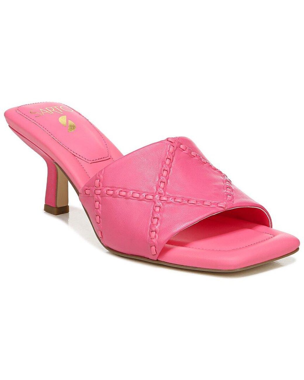 Franco Sarto Leather Kitten Heel Sandal in Pink Lyst