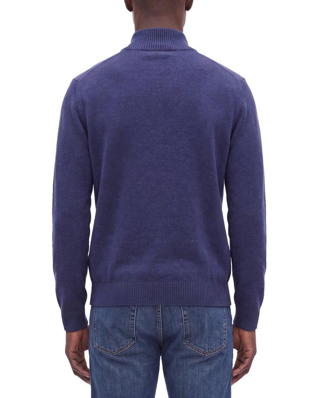 Forte Blue Cashmere 100% Cashmere Mock Neck 1/4-Zip 100% Cashmere Sweater for men