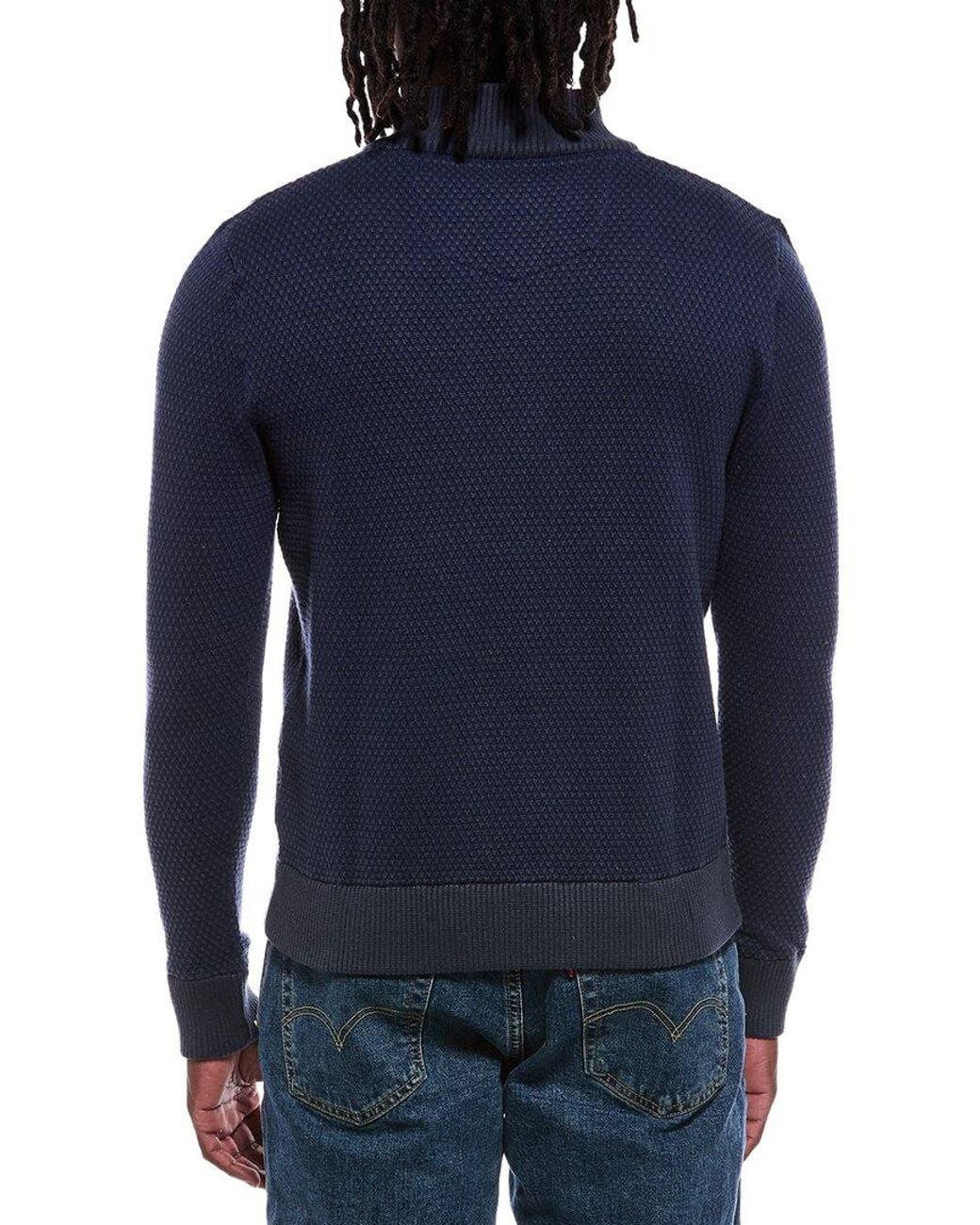 Robert Graham Blue Walton 1/4-Zip Wool & Silk-Blend Pullover for men