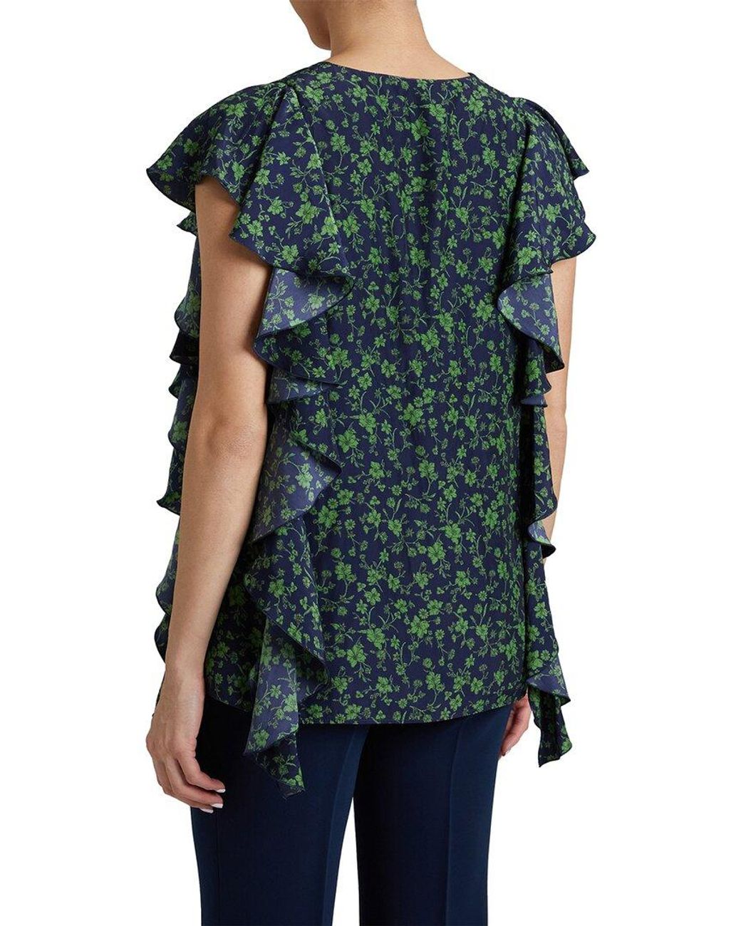 Santorelli Green Camryn Ruffle Blouse