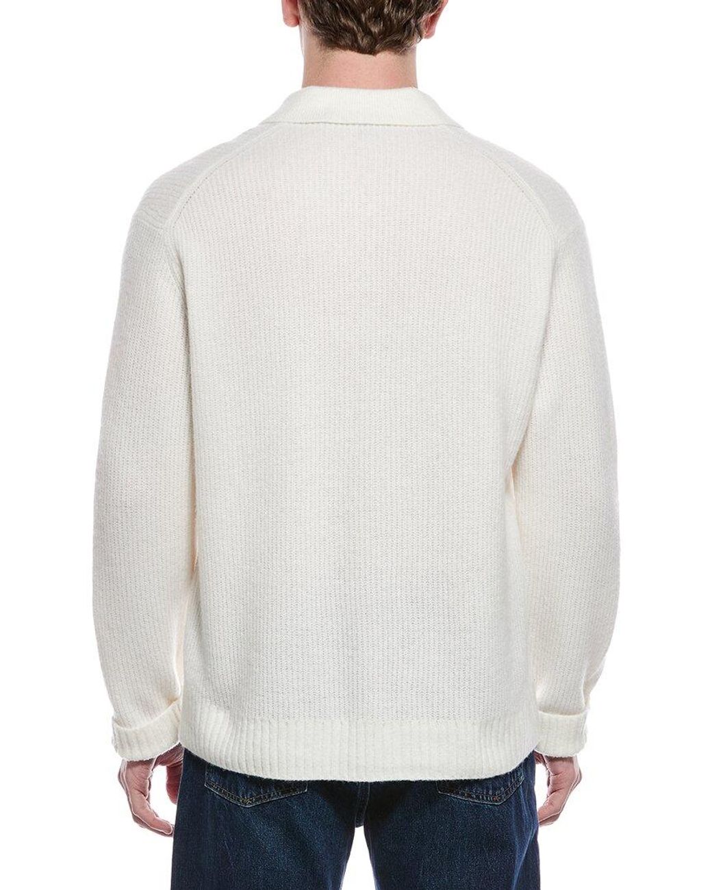 Theory White Wool & Cashmere-Blend Polo Shirt for men