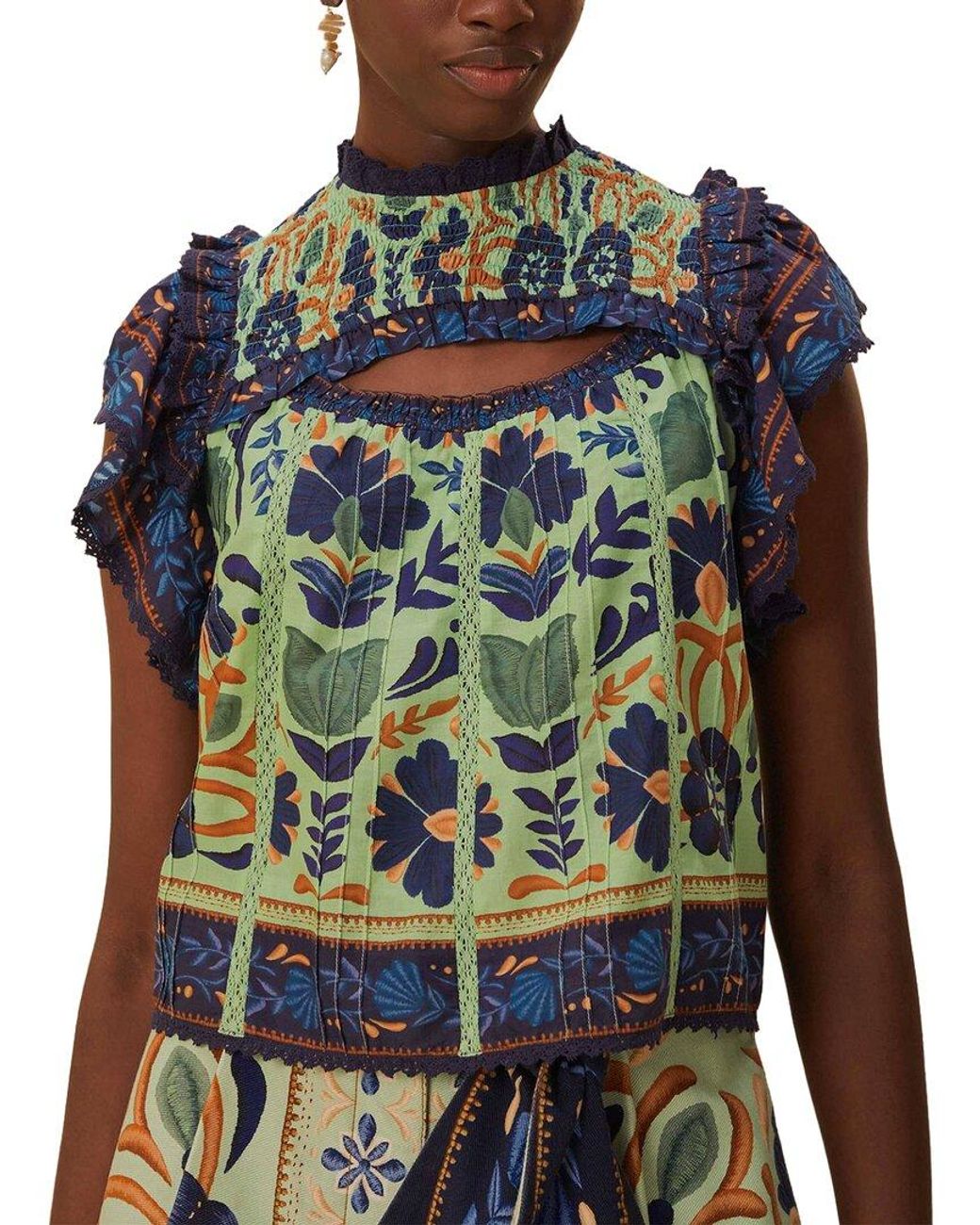 Farm Rio Green Sleeveless Blouse