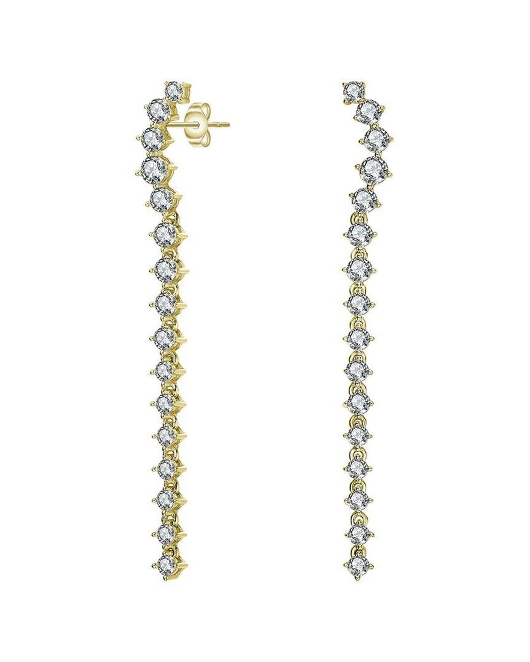 Genevive Jewelry White 14k Over Silver Cz Earrings