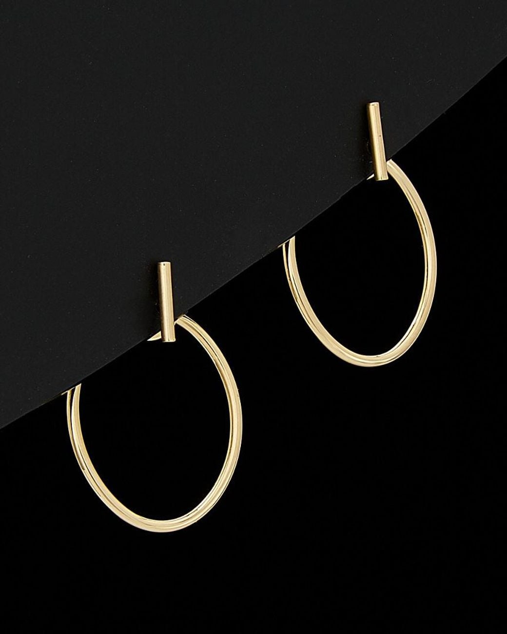 Italian Gold Black 14K Front-Back Earrings