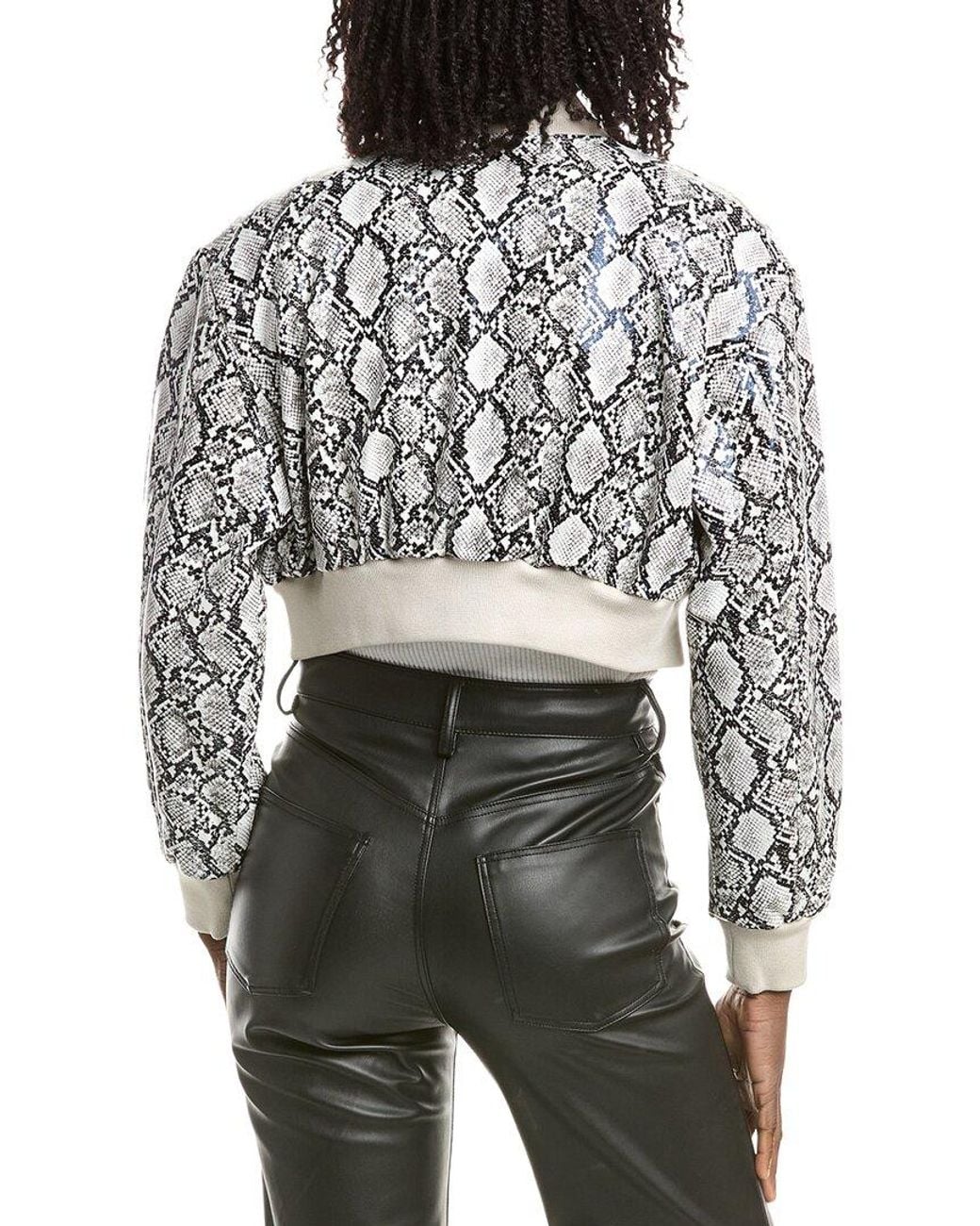 Lamarque Gray Cropped Bomber Jacket
