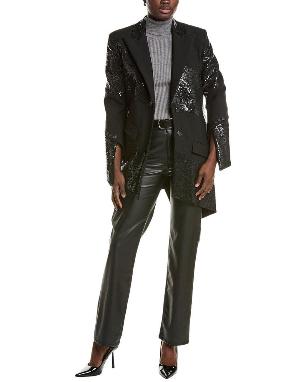 Michael Kors Black Bias Wool Blazer