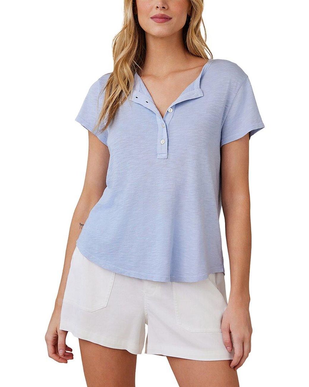 Bella Dahl Blue Henley T-Shirt