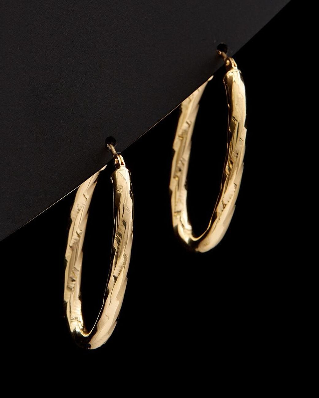 Italian Gold Black 14k Twist Hoops