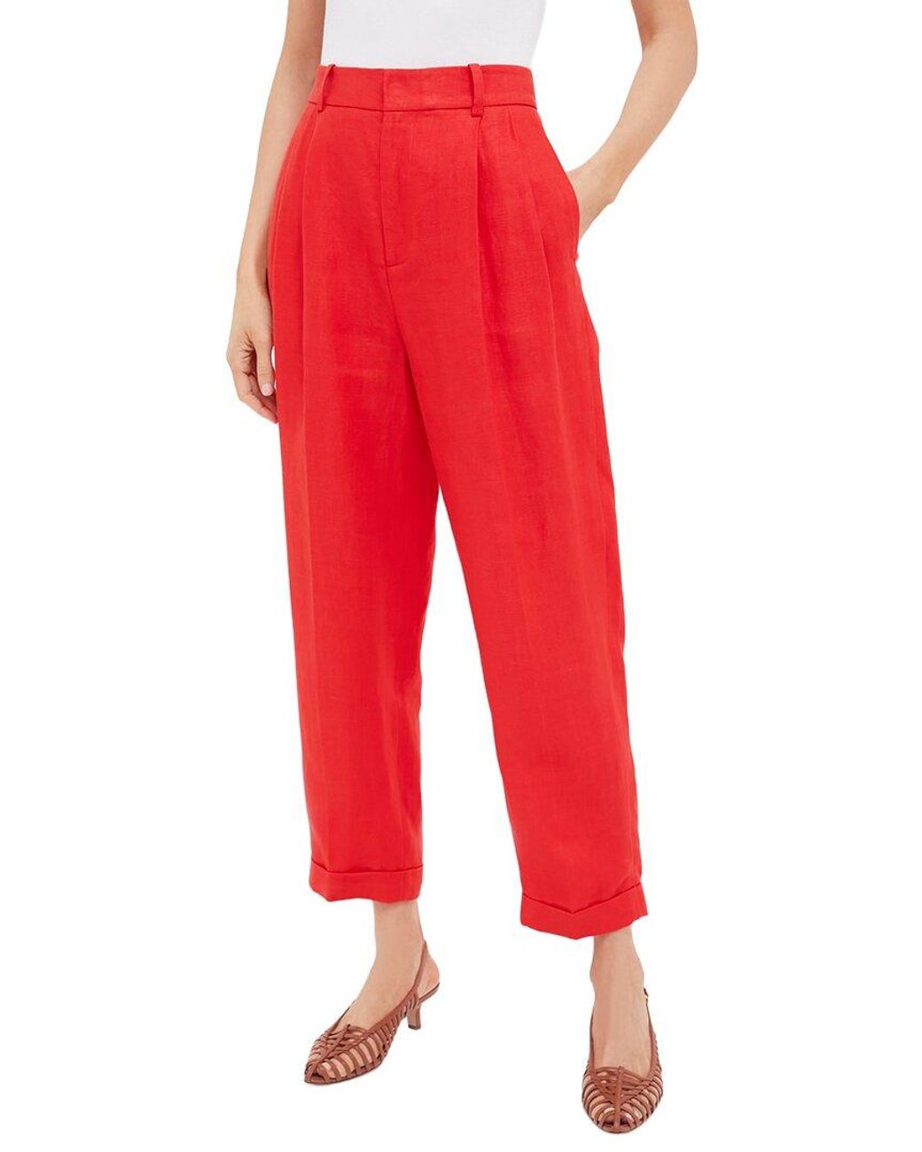 Polo Ralph Lauren Red Linen Twill Cropped Pant