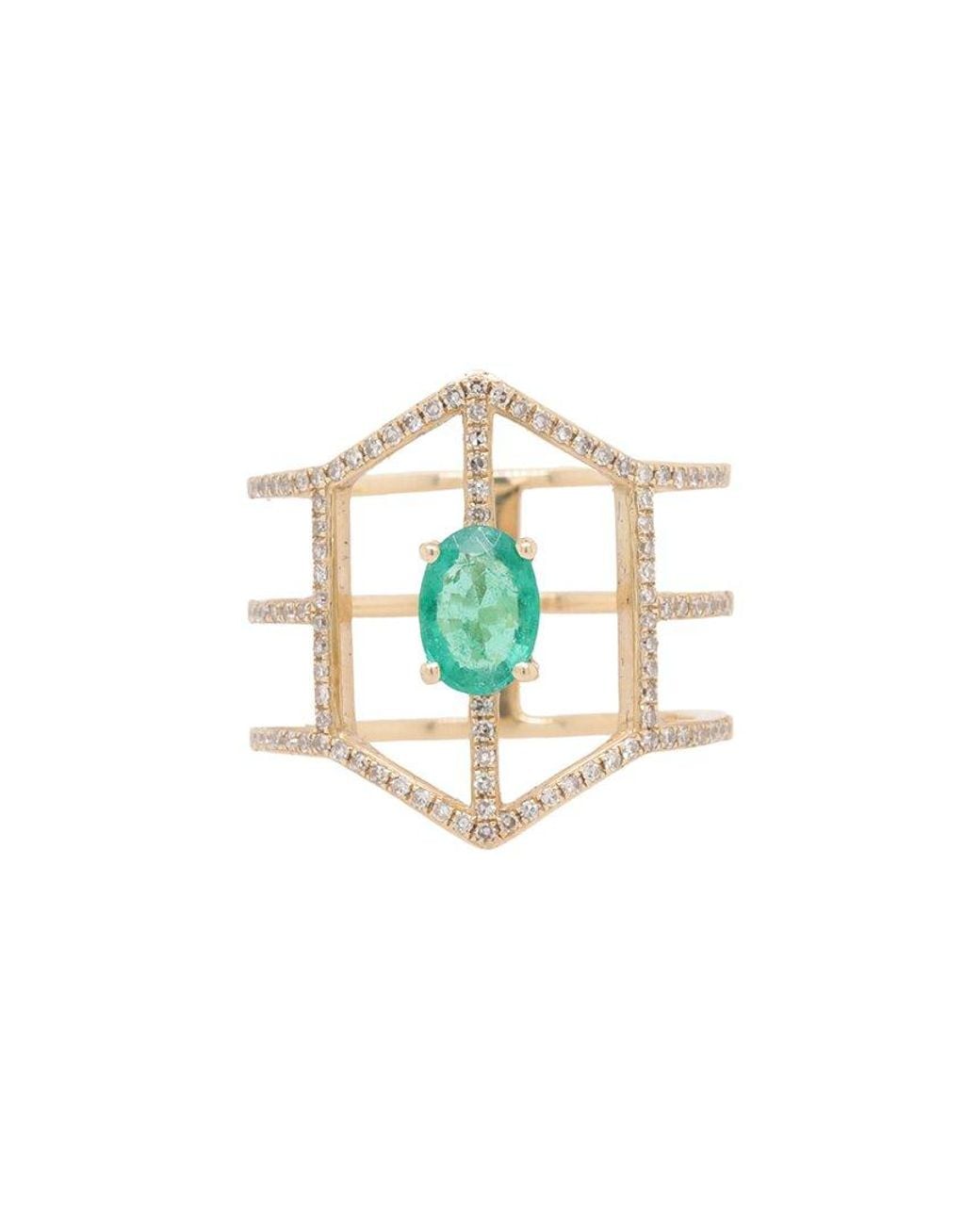Diana M White Fine Jewelry 14k 1.03 Ct. Tw. Diamond & Emerald Half-eternity Ring