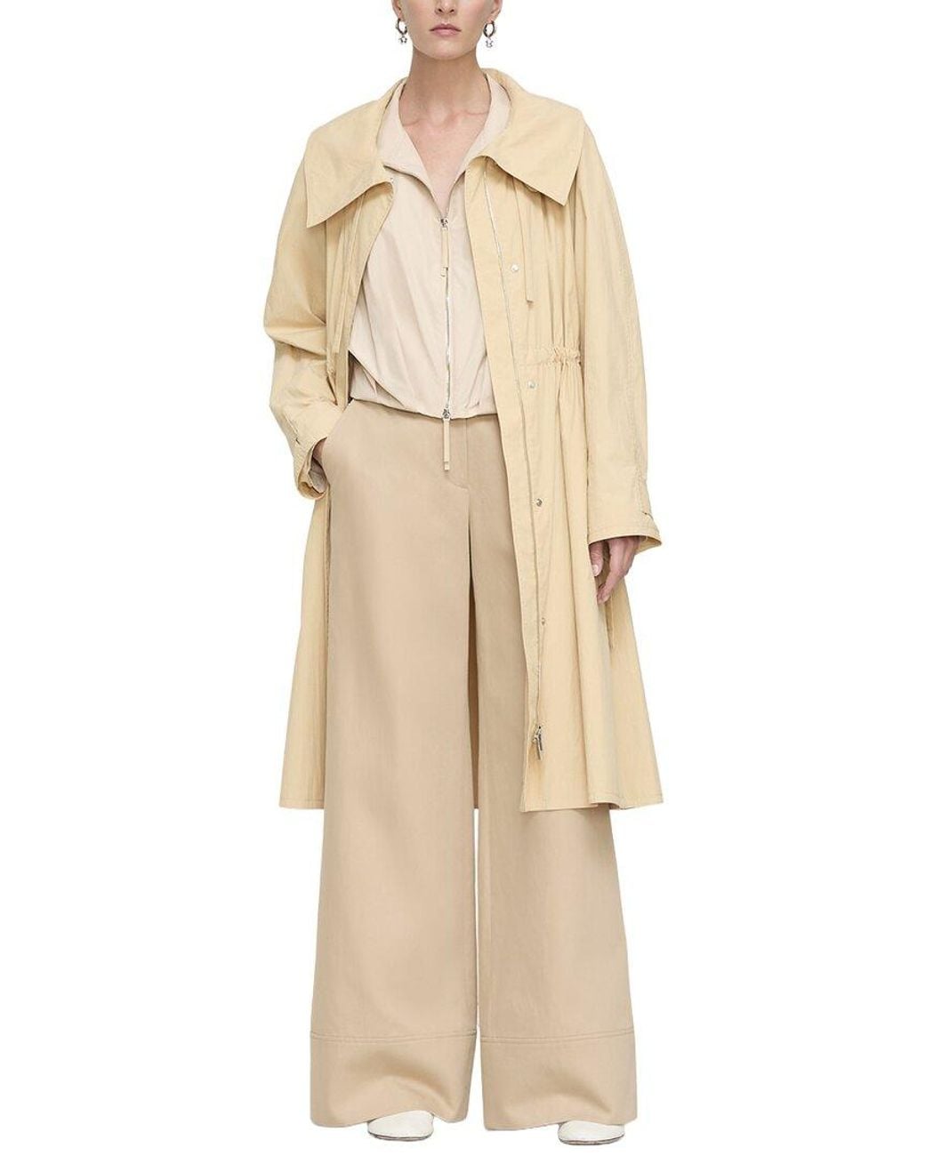 Lafayette 148 New York Natural Oversized Funnel Neck Coat