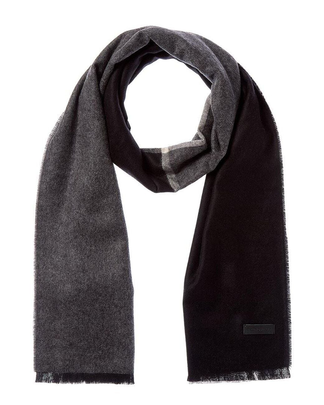 Bruno Magli Black Silk & Cashmere-Blend Scarf for men