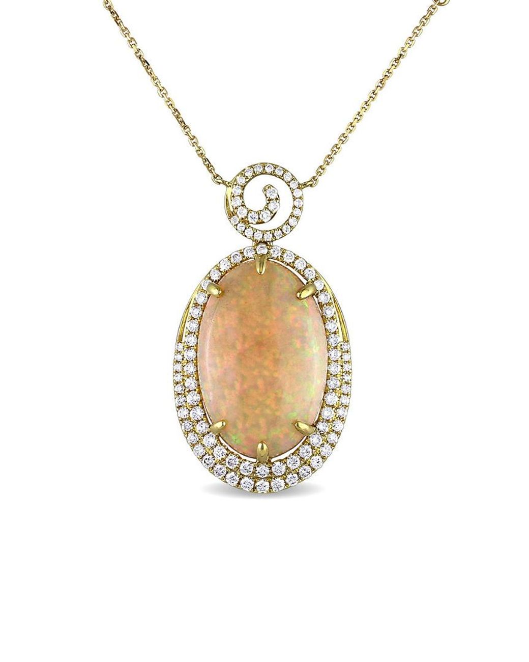 Diamond Select Cuts Metallic 14k 16.95 Ct. Tw. Diamond & Opal Necklace