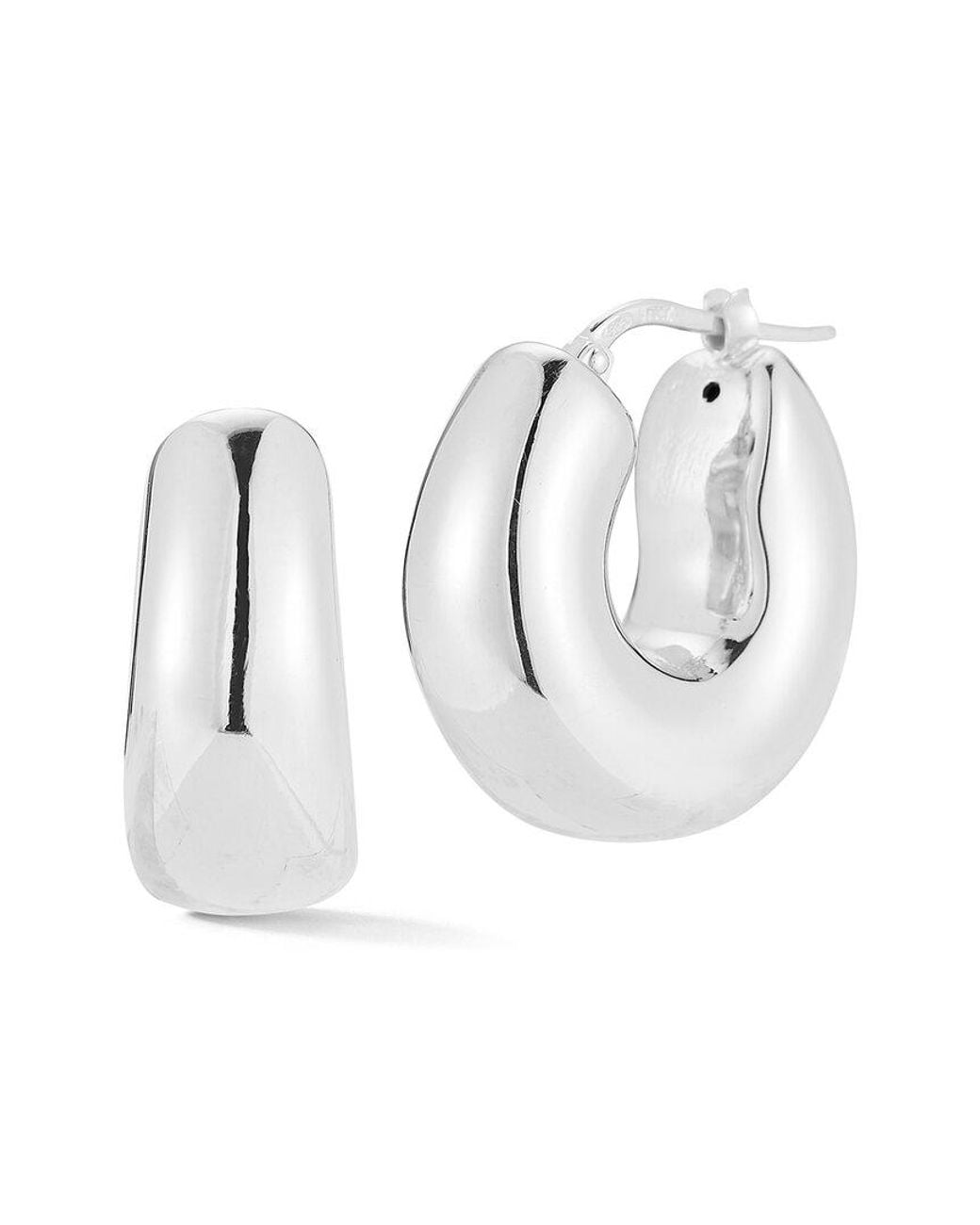 Sphera Milano White Silver Hollow Chunky Hoops