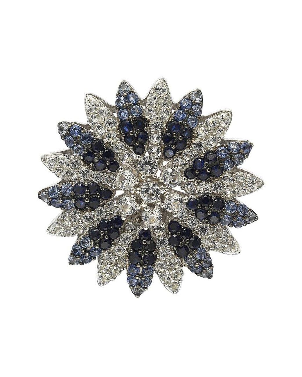Suzy Levian Multicolor Silver 0.02 Ct. Tw. Diamond & Sapphire Brooch
