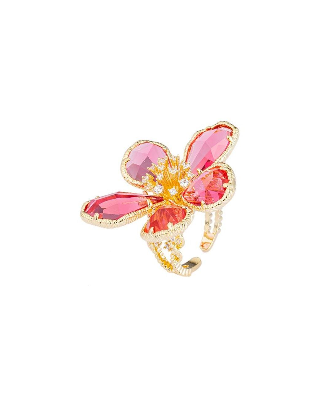 Eye Candy LA White Luxe Collection Kobal Cz Crystal Flower Adjustable Ring