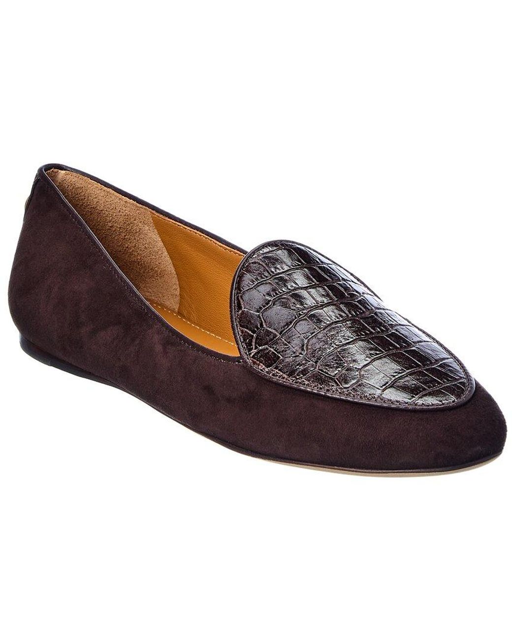 Tory Burch Benton Suede & Croc-embossed Leather Loafer in Brown | Lyst