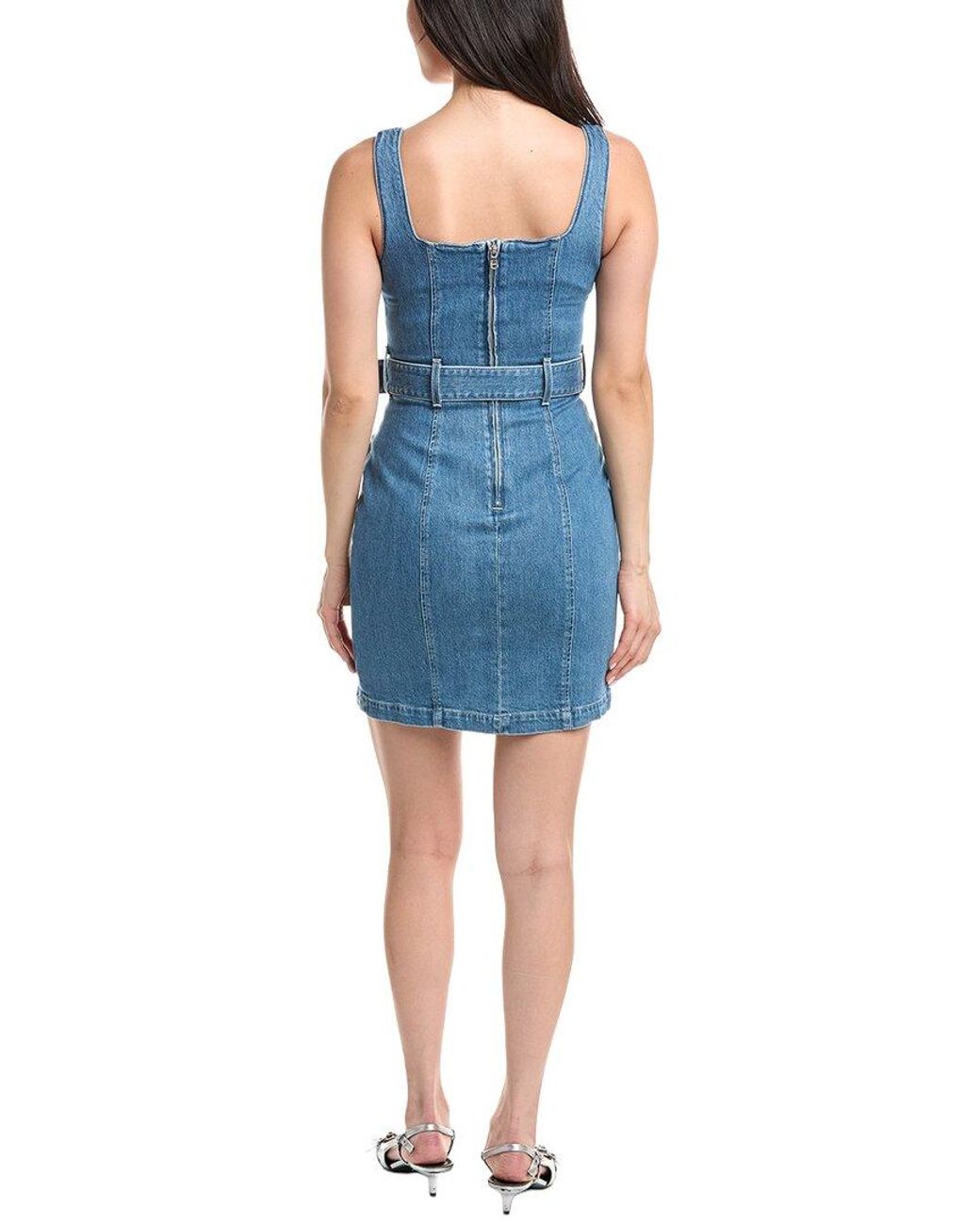 L'Agence Blue Midy Button Front Tank Dress