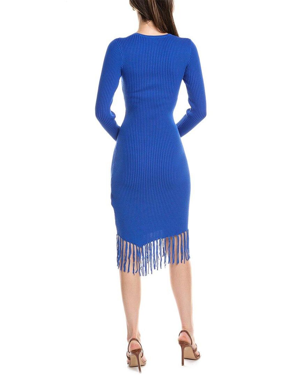 Nanette Lepore Blue Fringe Sweaterdress