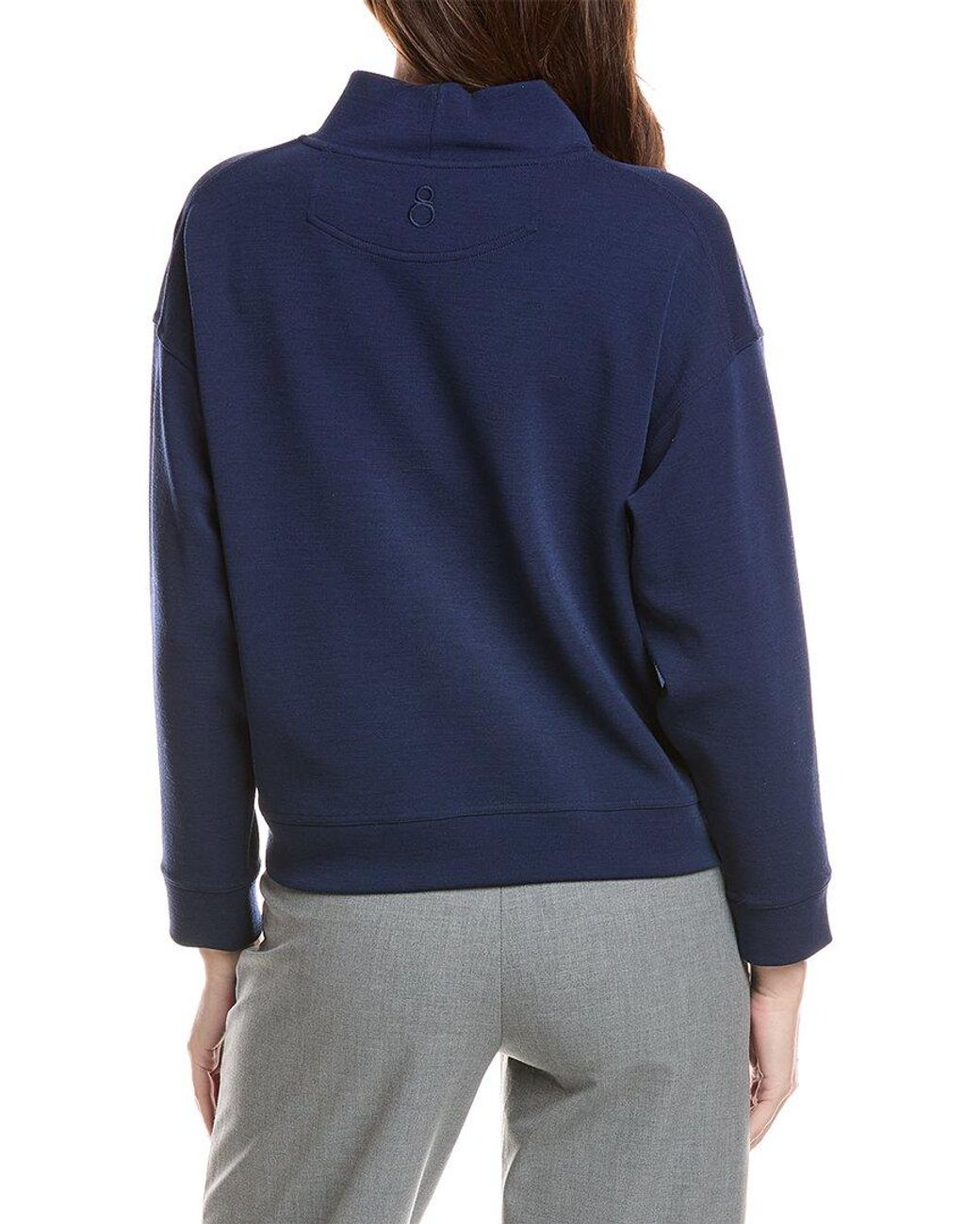 Lafayette 148 New York Blue Ballet Studio Mock Neck Wool-blend Sweatshirt