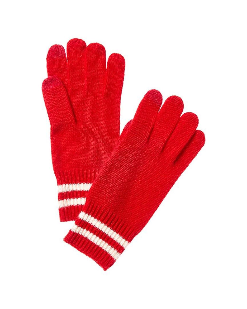 Phenix Red Double Stripe Cuff Touch Tech Cashmere Gloves