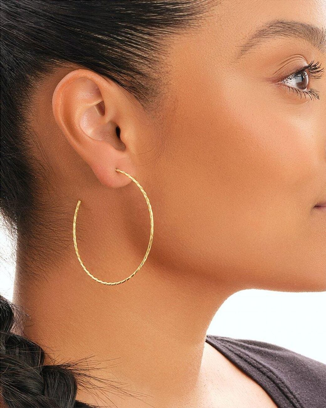 Sterling Forever Metallic 14k Over Silver Textured Hoops