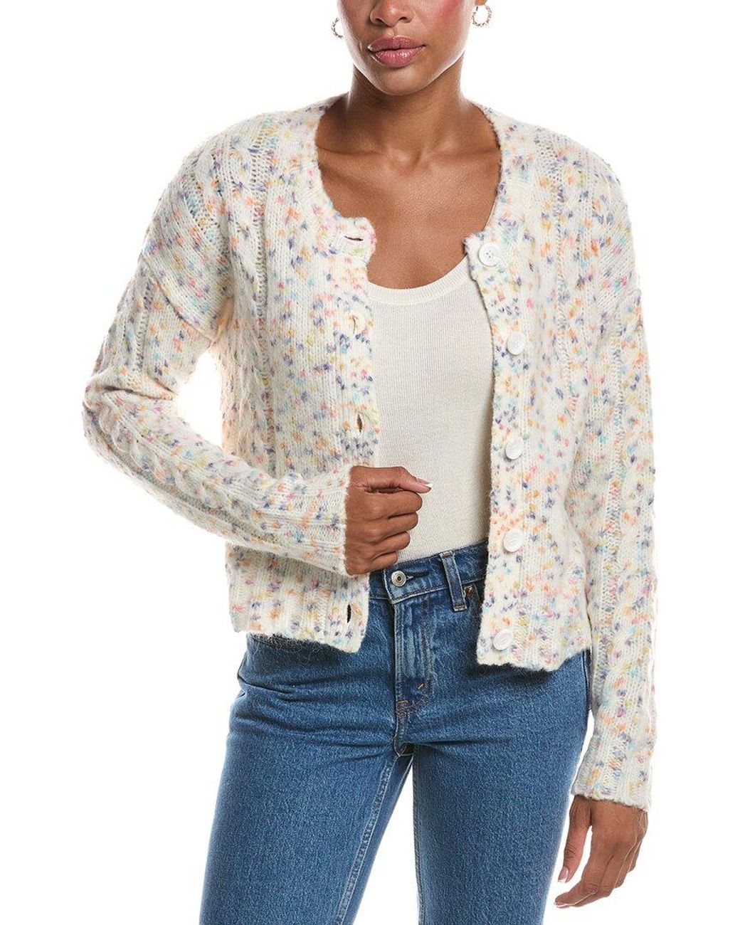 Autumn Cashmere White Confetti Cable Boxy Wool & Alpaca-Blend Cardigan